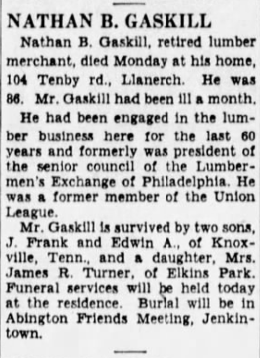 Nathan Gaskill dies